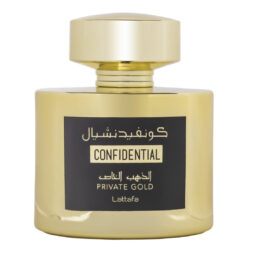 (plu00063) - Apa de Parfum Confidential Private Gold, Lattafa, Barbati - 100ml