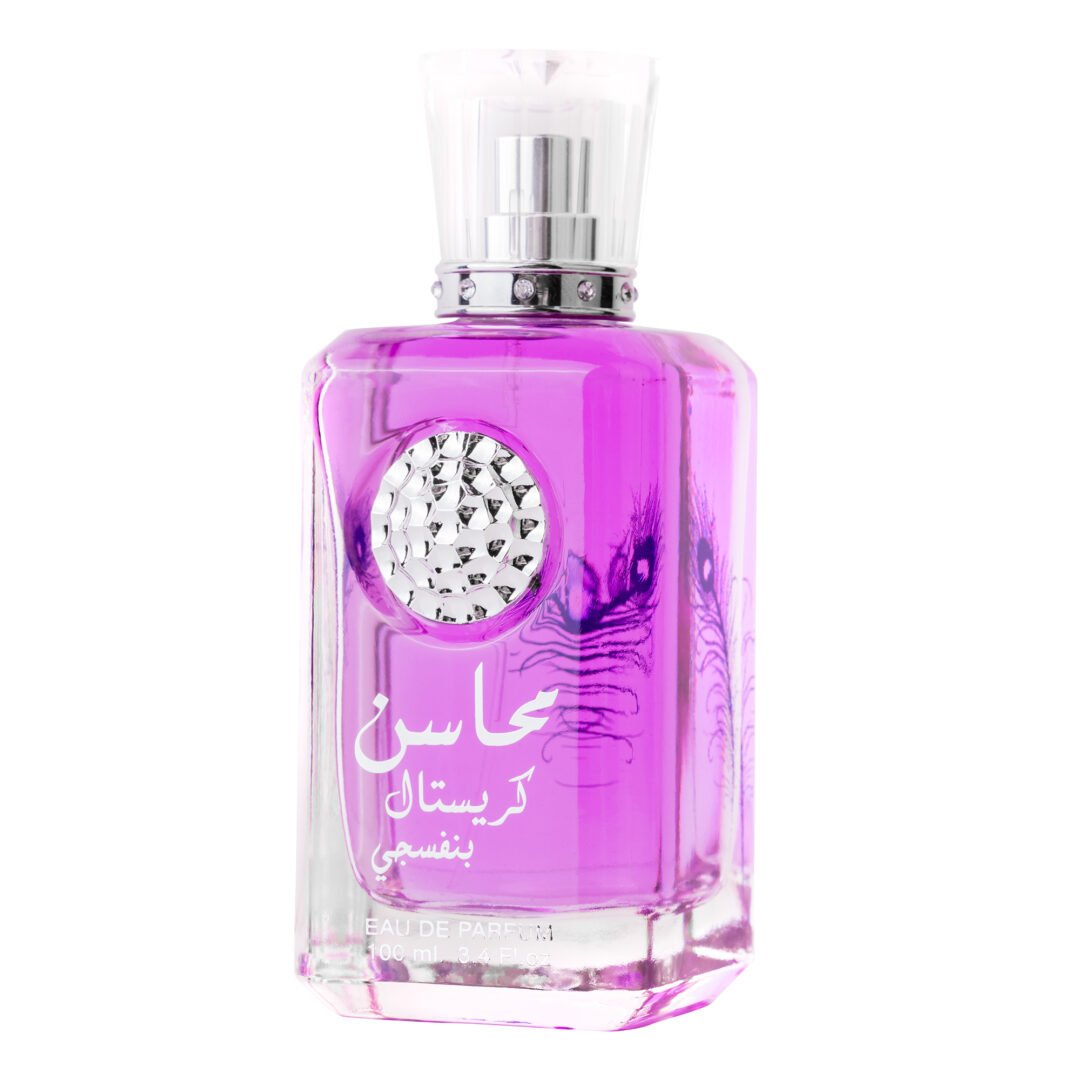(plu00184) - Set Parfum Arăbesc Mahasin Crystal Violet, Lattafa, Damă, Apă de Parfum - 100ml + Deo - 50ml